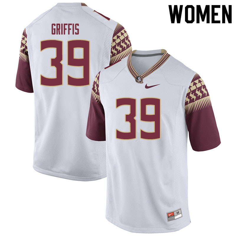 Women #39 Josh Griffis Florida State Seminoles College Football Jerseys Sale-White